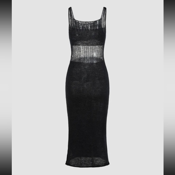 Knit Scoop Neckline Hollow Midi Dress - Picture 4 of 8